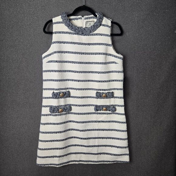 Tuckernuck XS Navy Stripe Tweed Sleeveless Jackie Dress - Picture 2 of 7